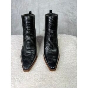 Vince Camuto Black Croc-Embossed Heeled Boots